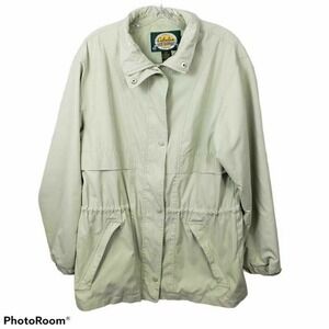 Cabelas Womens Jacket Coat green Zip Up button sz Lg windbreaker